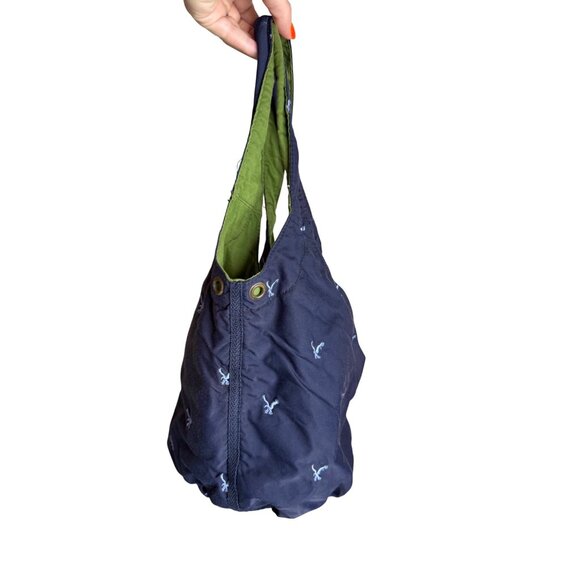 Y2K American Eagle Outfitters  Navy & Green Cotton Hobo Tote Bag - Picture 2 of 7